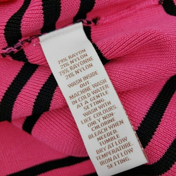 New Scripted Top Womens XS Pink Black Stripe Off  Shoulder Sweater Bell Sleeve - Picture 5 of 5